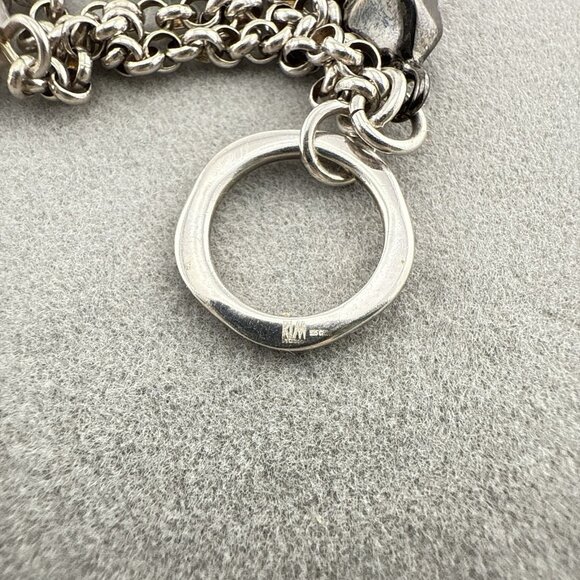 RLM Studio Robert Lee Morris Bracelet Sterling Silver Pearl Modernist Chain 8" - Picture 7 of 16